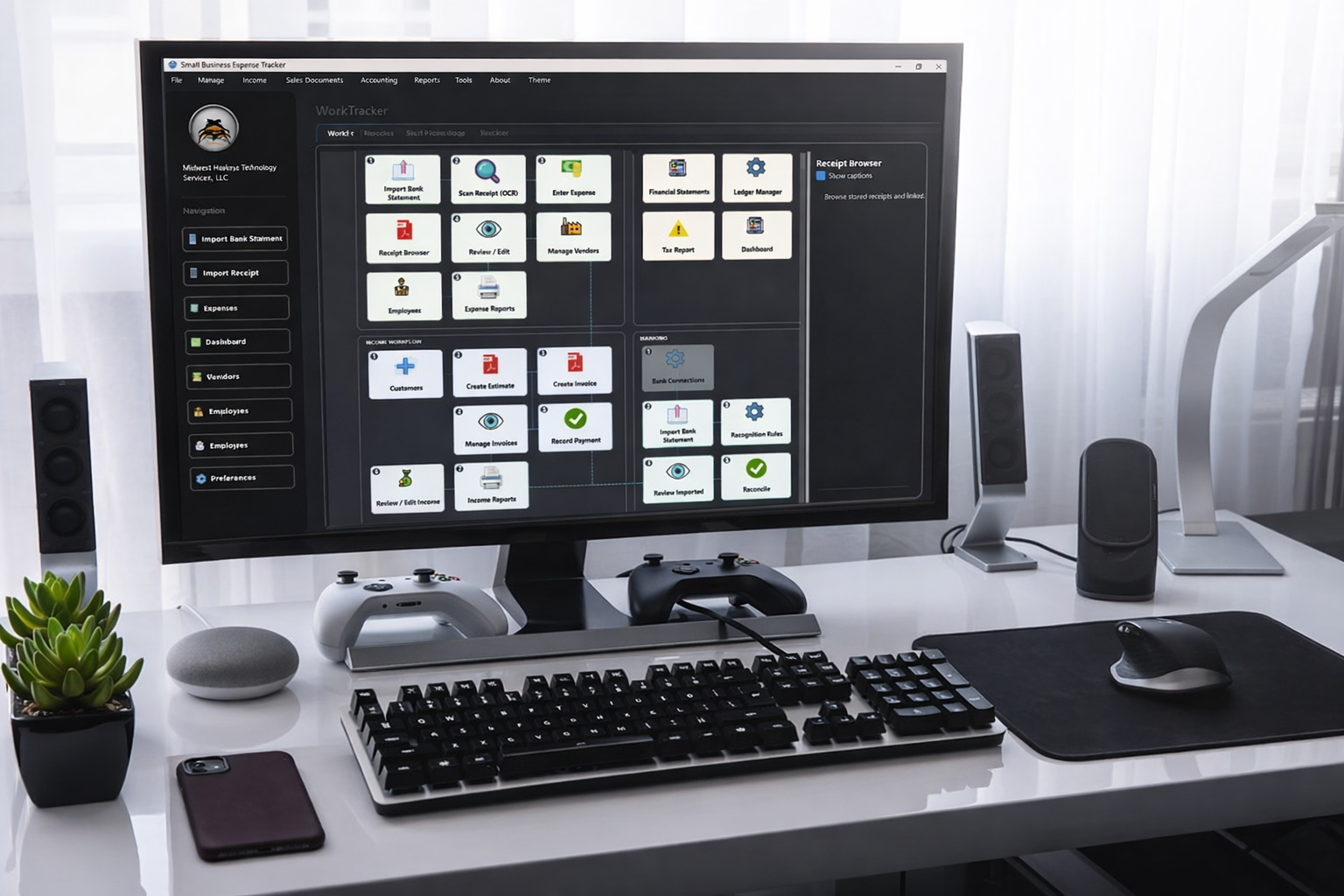 QuickTracker workflow on desktop monitor