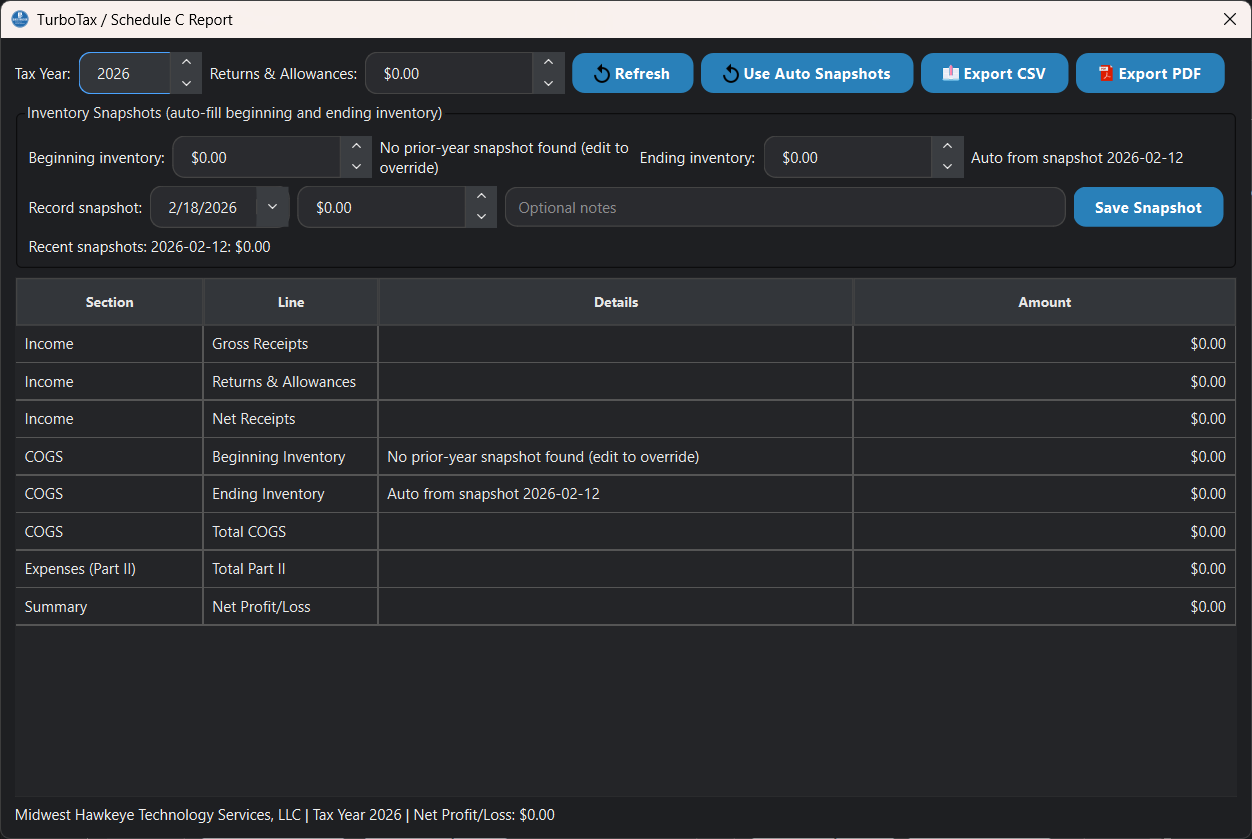 Schedule C report view